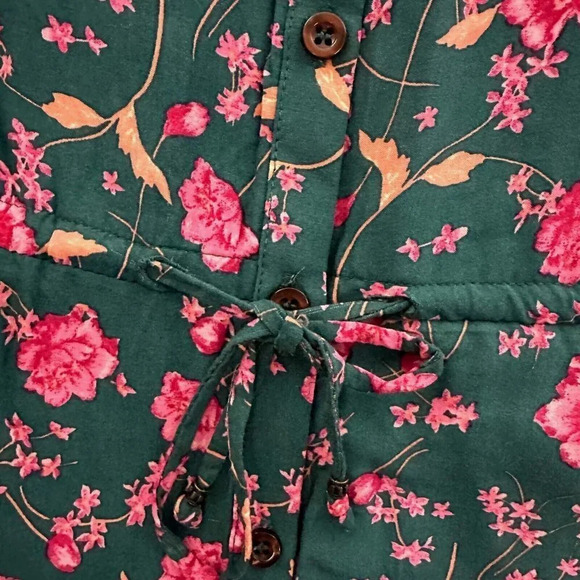Free People Flower Fields Mini Dress Size Small Emerald Green MSRP $128 Oversize - Picture 11 of 16